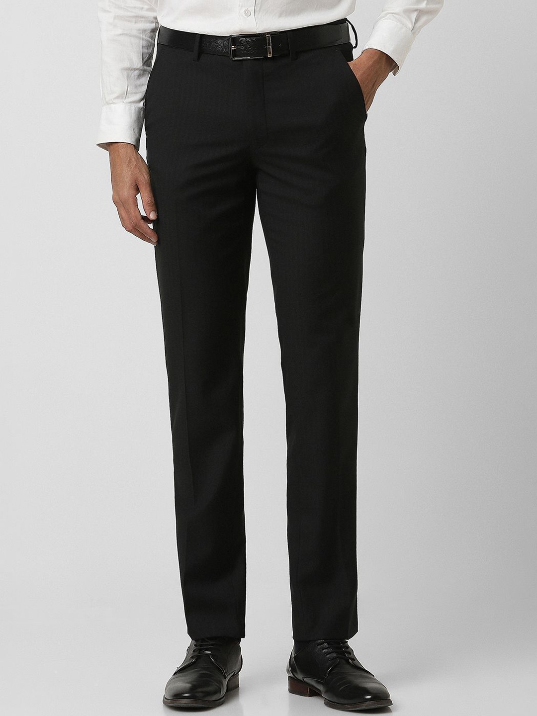 

Van Heusen Men Cotton Slim Fit Formal Trousers, Black