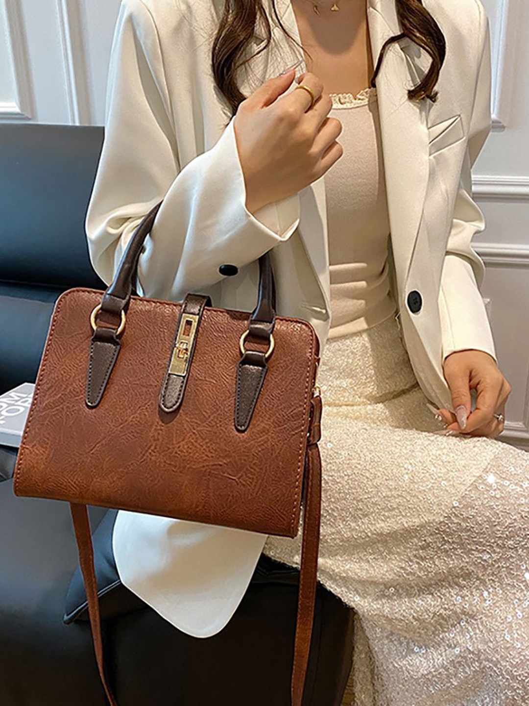 

StyleCast x Revolte PU Swagger Handheld Bag, Brown