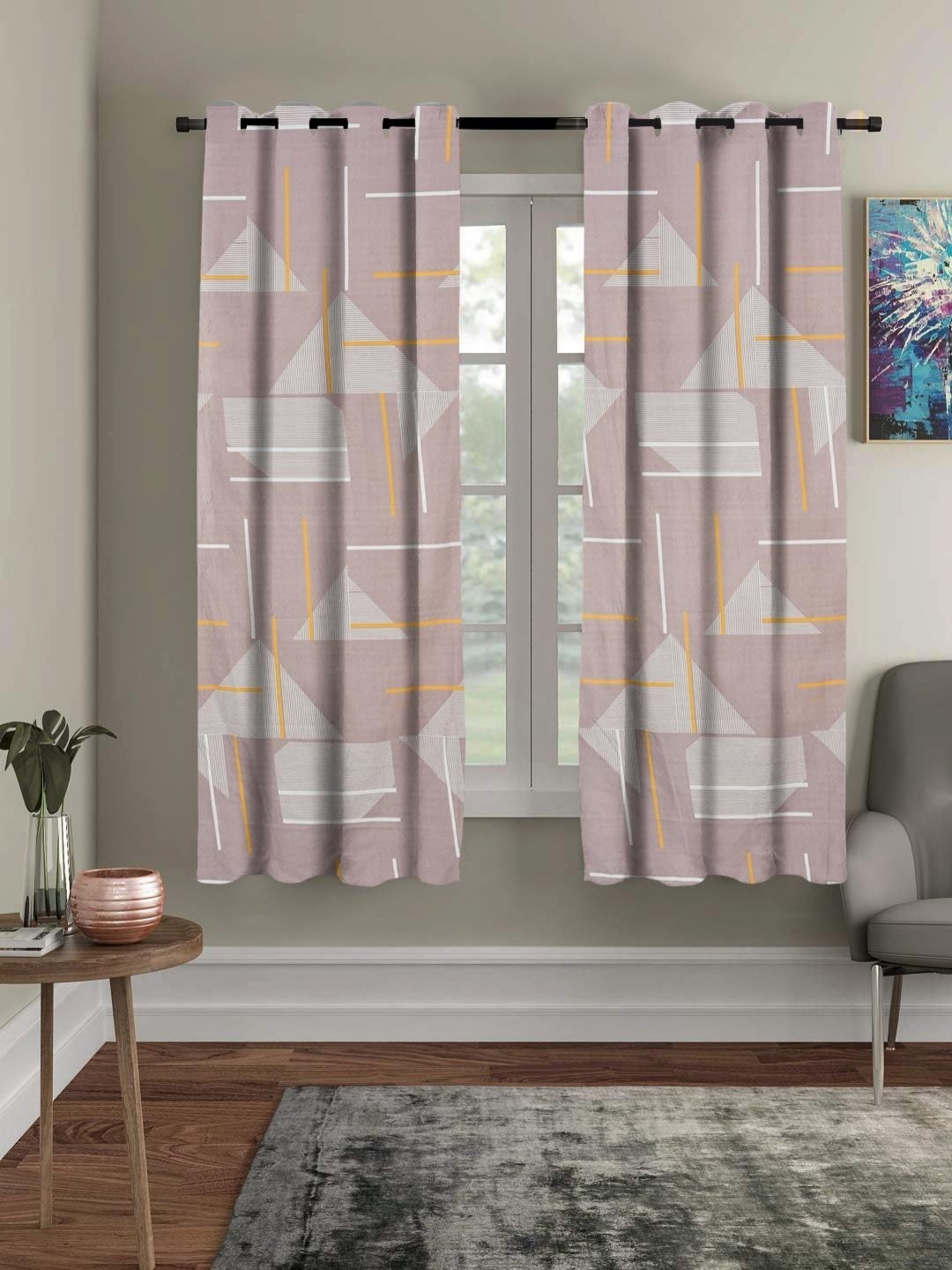 

Myntra Elegant Homes Purple & White Set of 2 Geometric Window