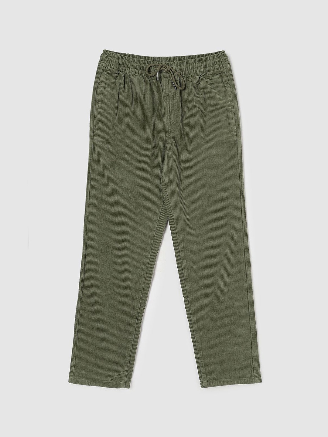 

max Boys Regular Fit Mid-Rise Cotton Trousers, Green