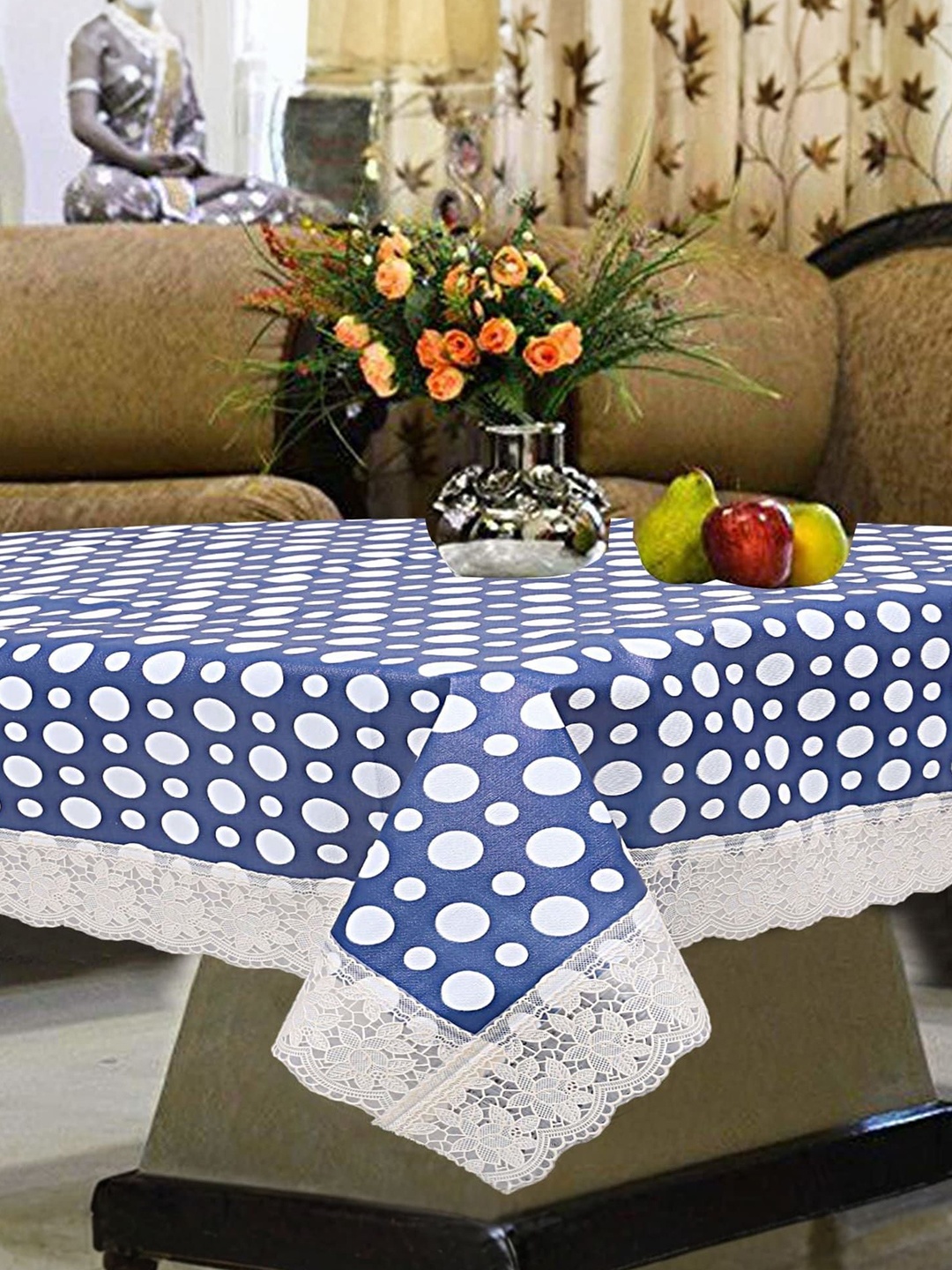 

Kuber Industries Blue Geometric Printed Plastic 4-Seater Table Cover