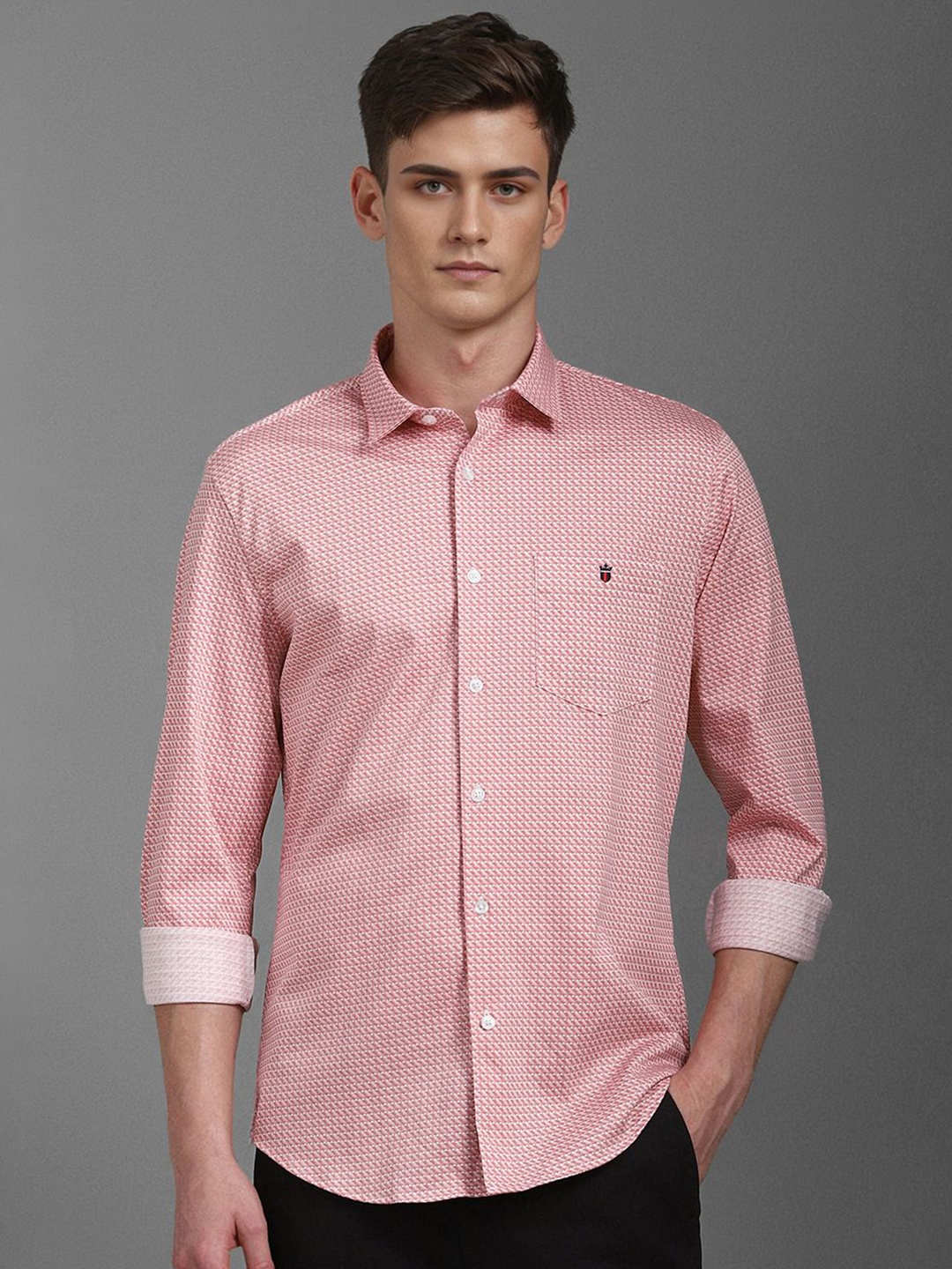 

Louis Philippe Sport Men Smart Opaque Printed Casual Shirt, Peach