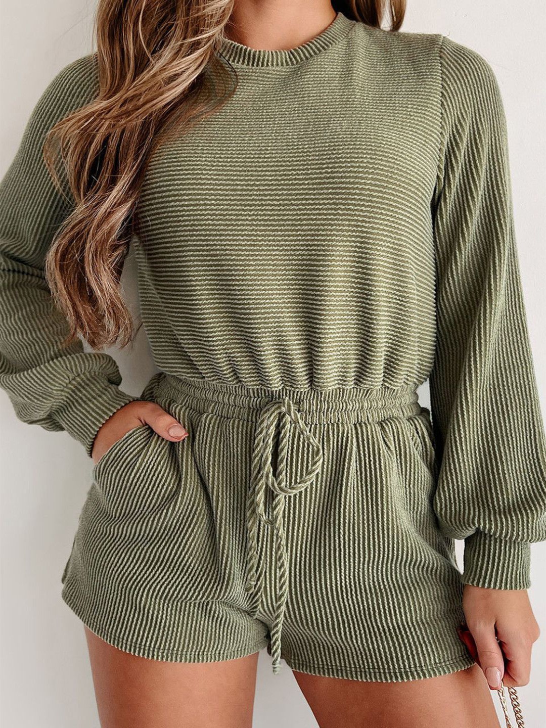 

StyleCast Women Solid Round Neck Jumpsuit, Olive