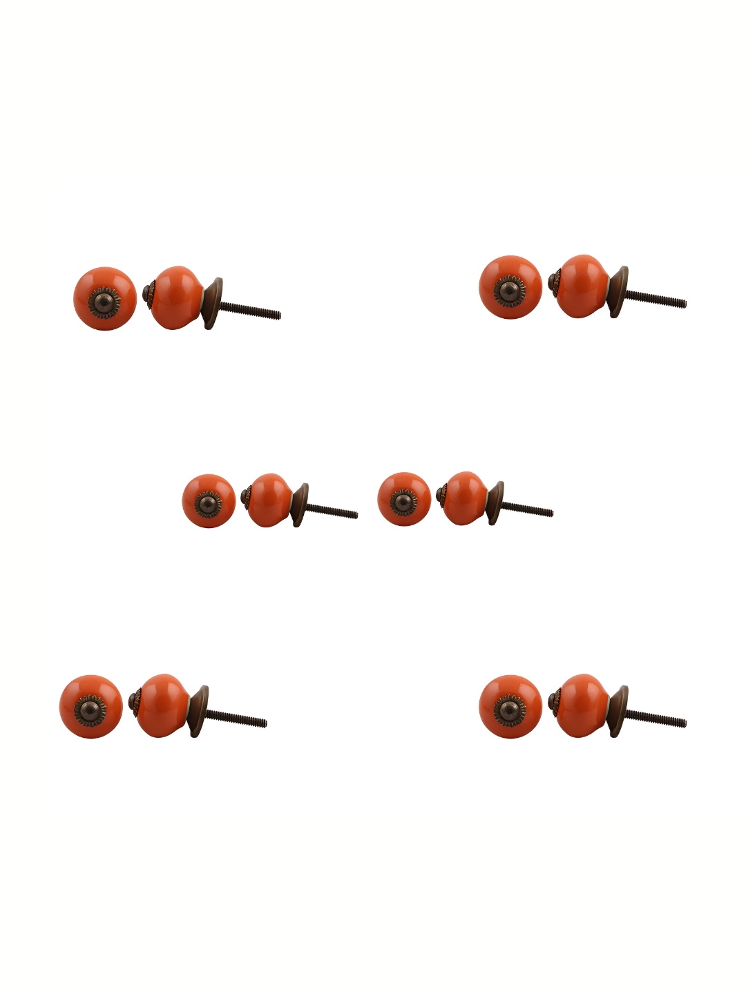 

Indianshelf Orange-Coloured 6 Pieces Glossy Ceramic Knobs