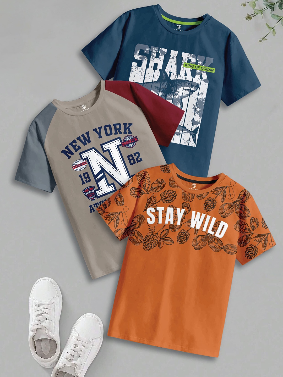 

CODEZ Boys 3 Pure Cotton T-shirt, Multi