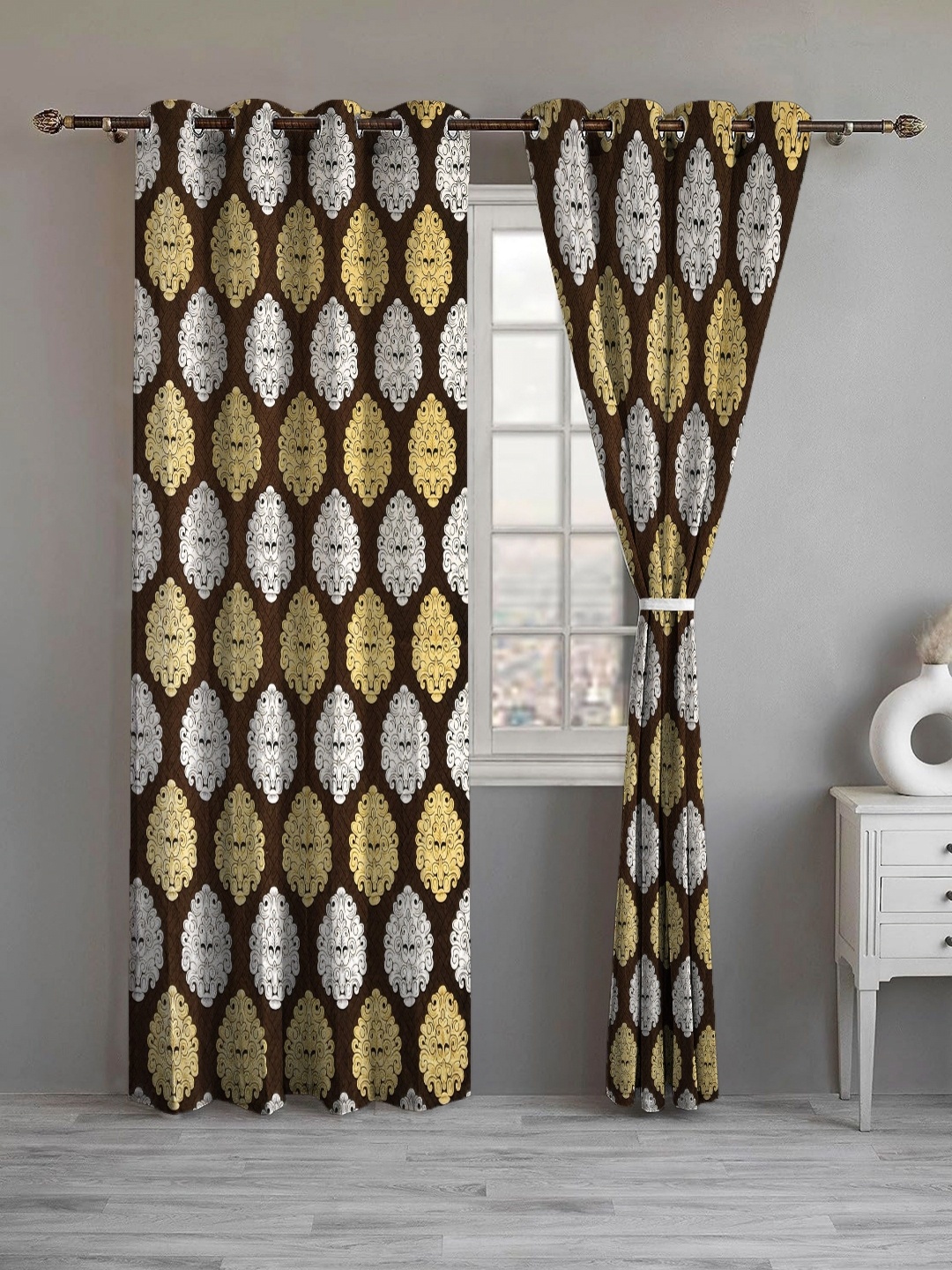 

Lunar Days Brown Set of 2 Floral Room Darkening Door Curtain