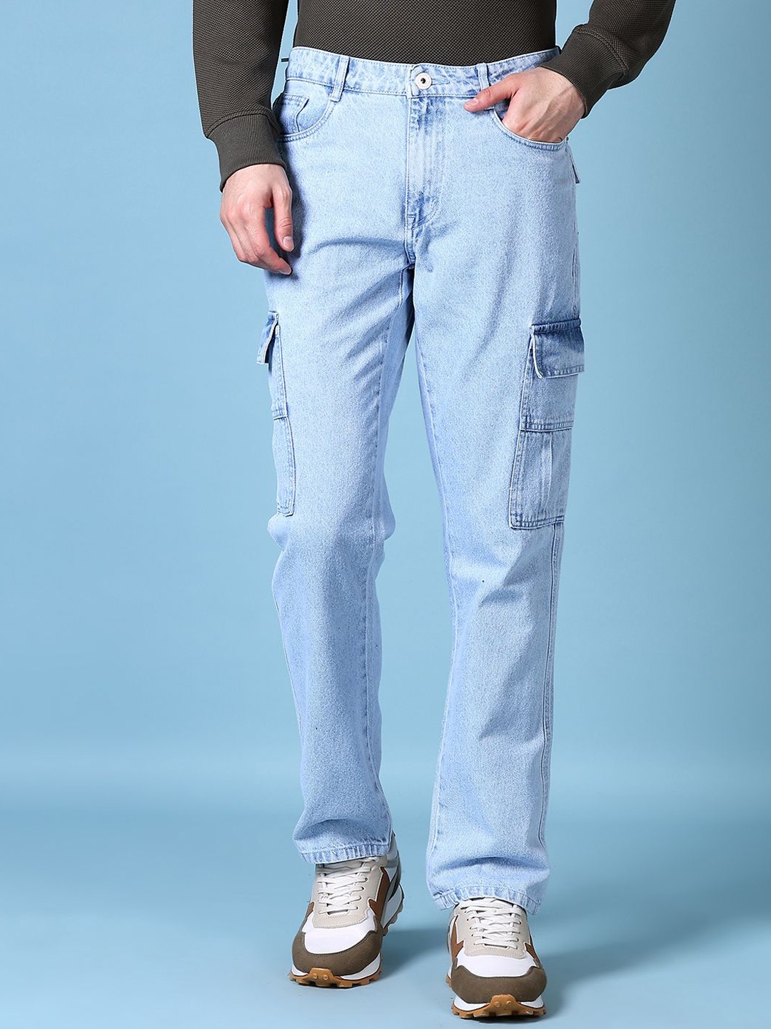

V-Mart Men Cotton Mid-Rise Cargo Style Jeans, Blue