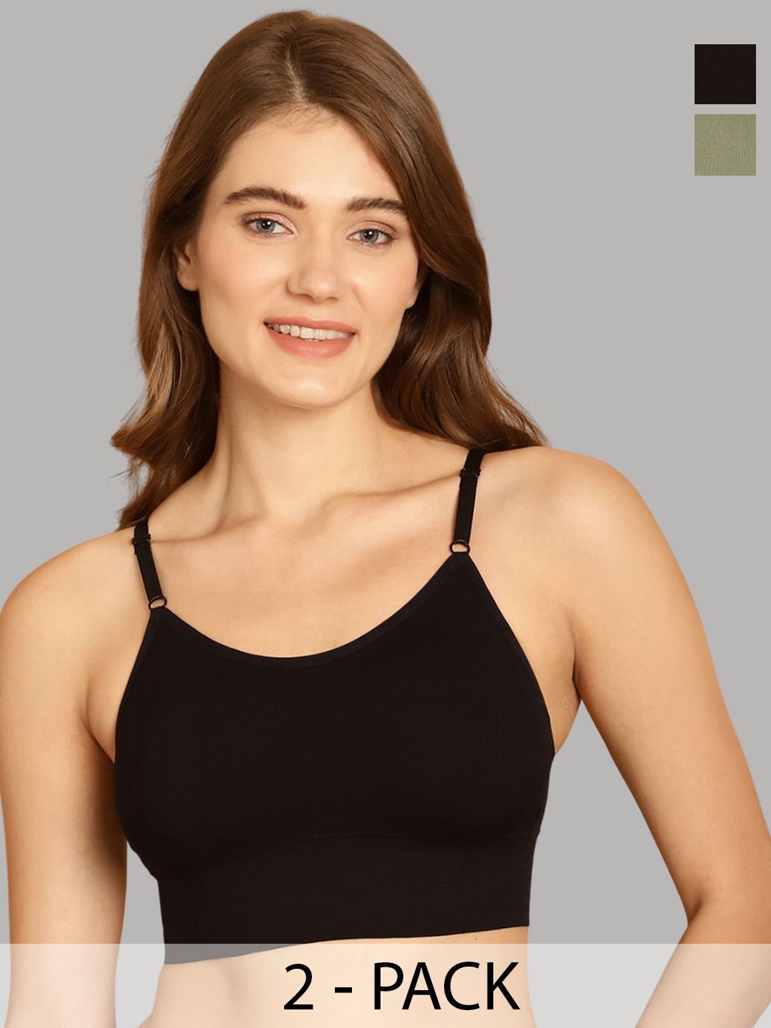 

Friskers Pack of 2 Full Coverage Lightly Padded Sports Bra, Black