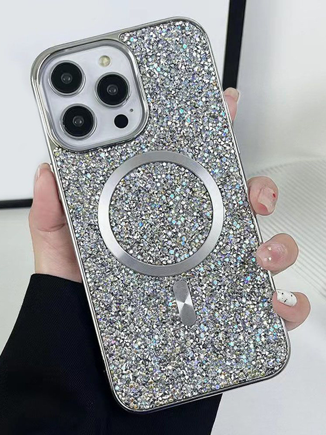 

Luxury Kase Quirky Printed iPhone 15 Pro Back Case Mobile Accessories, Silver