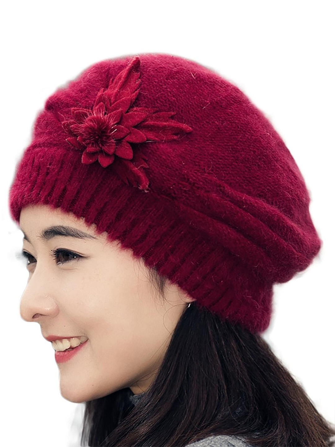 

YOUSTYLO Unisex Woollen Beanie, Maroon