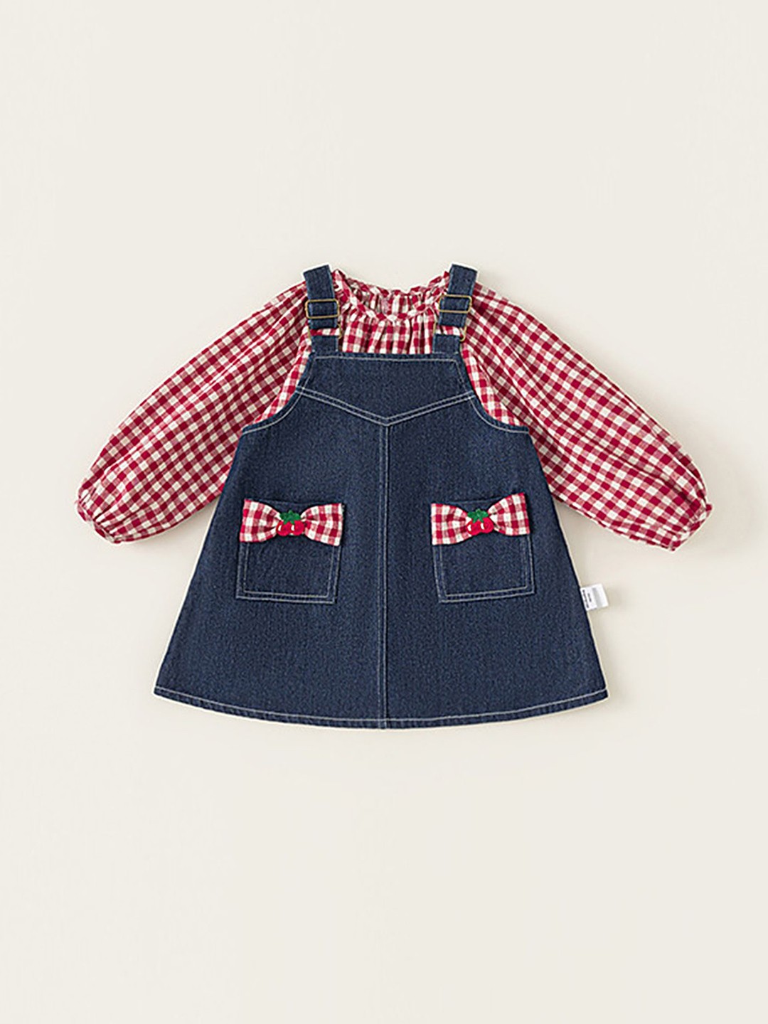 

LULU & SKY Girls Printed Dungarees With Top, Red