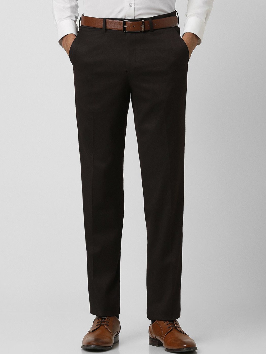 

Van Heusen Men Regular Fit Mid-Rise Formal Trousers, Brown