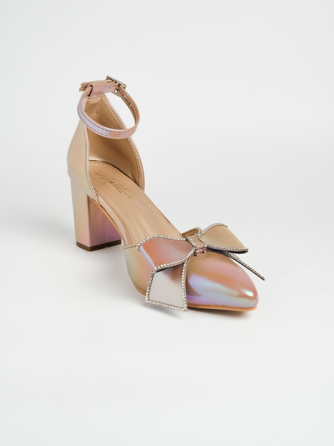 

PURPLEHUNT Textured PU Slim Heeled Peep Toes with Bows, Nude