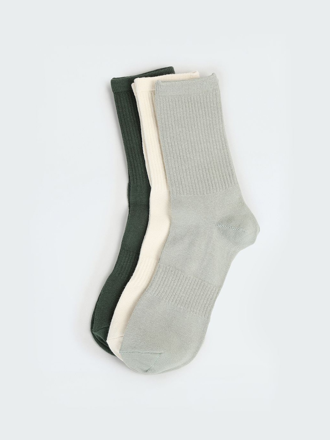 

max Men Pack Of 3 Cotton Ankle-Length Socks, Green