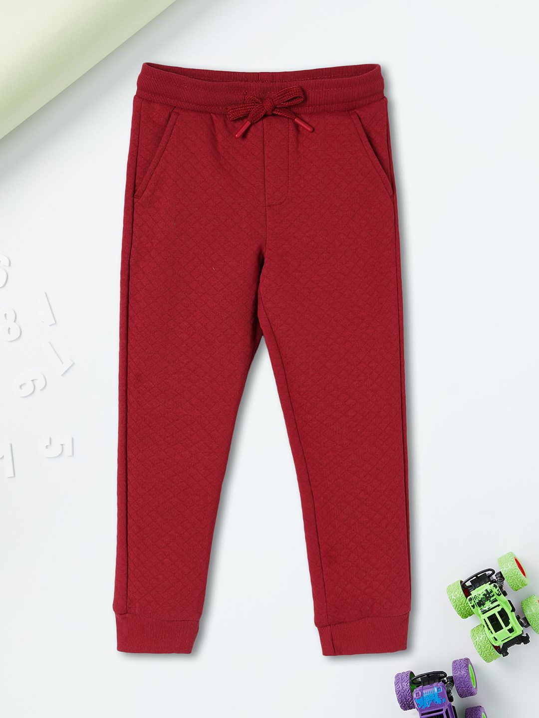 

max Boys Cotton Regular Fit Joggers, Red