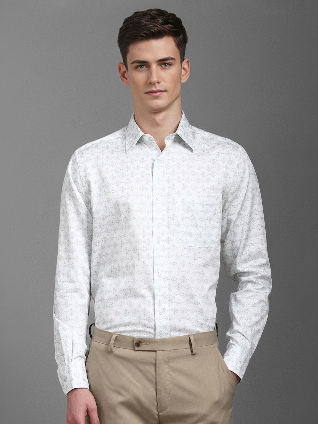

Louis Philippe Men Classic Opaque Printed Formal Shirt, White