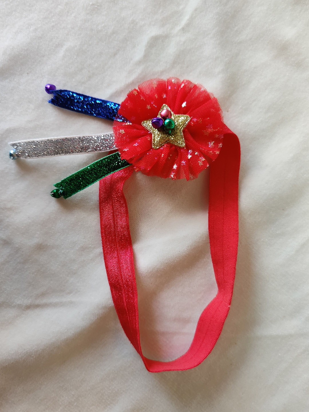 

Choko Baby Girls Christmas Bow with Glitter Star Festive Holiday Hairband, Red