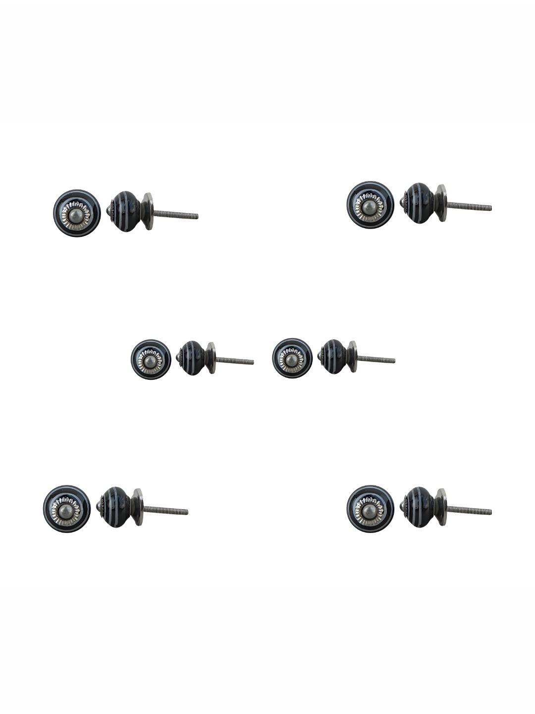 

Indianshelf 6-Pcs White & Black Ceramic Stripe Printed Knobs