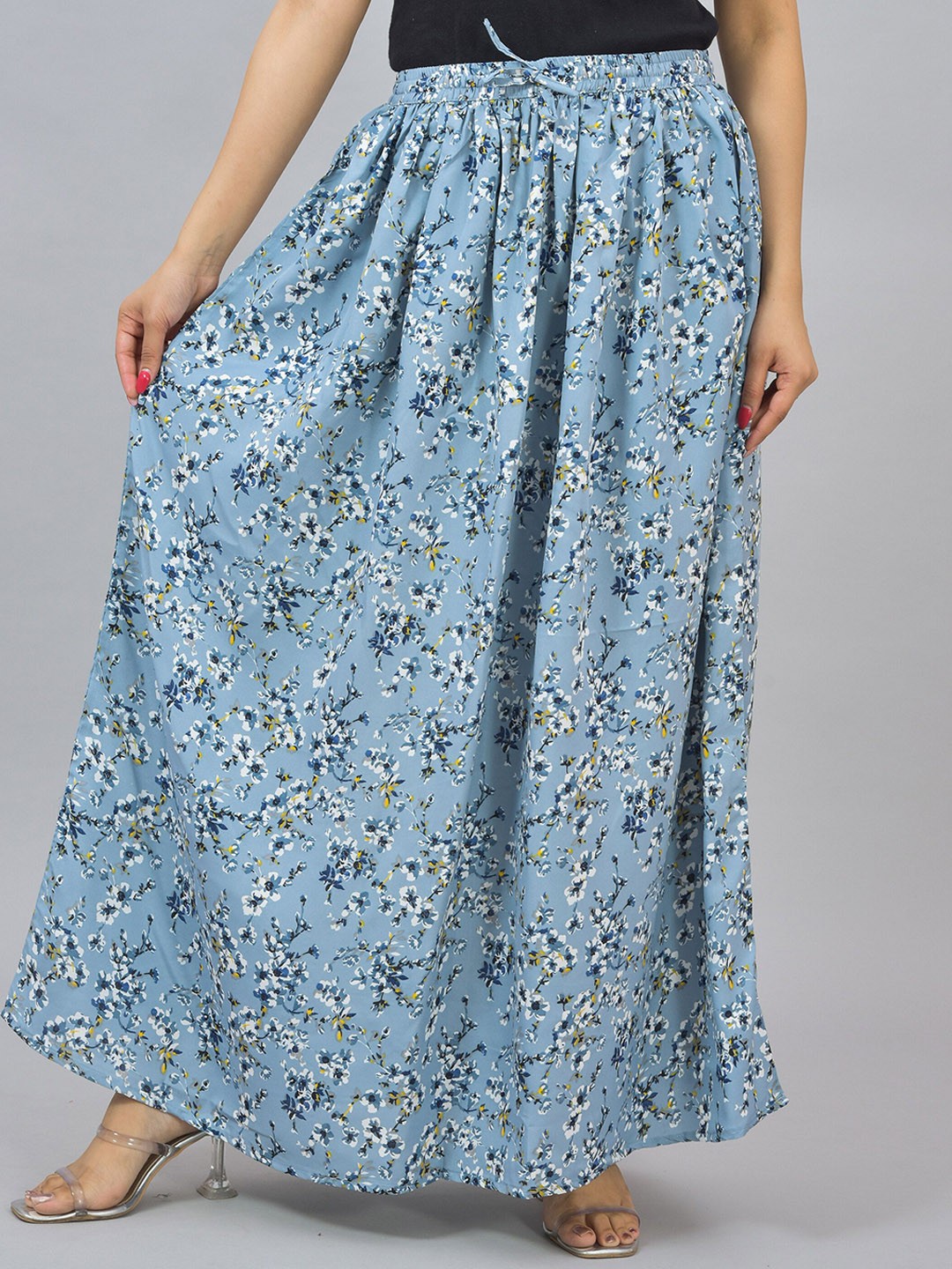 

KALINI Printed Flared Maxi Skirt, Blue