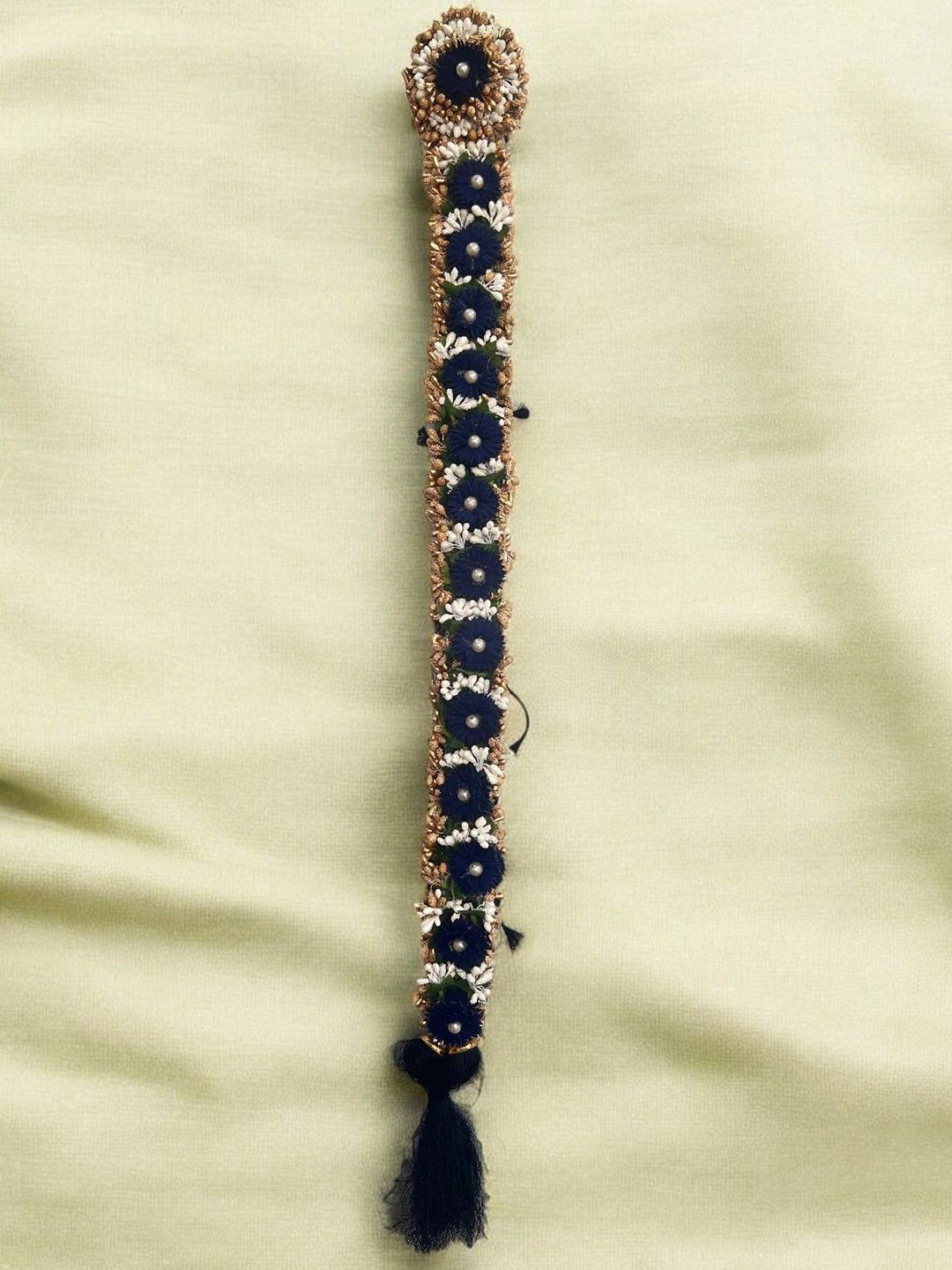 

KRENOZ Bharatanatyam Savaram & Kunjalam Kemp Ready Jada Hair Extension, Blue