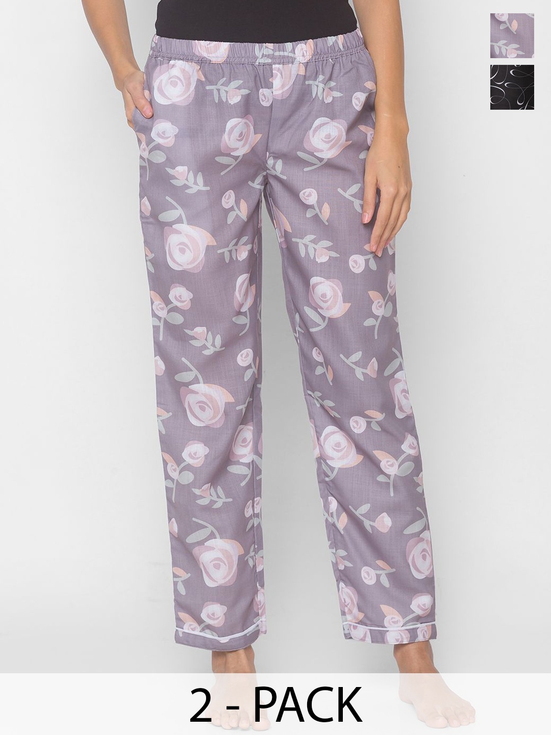 

FashionRack Women Pack Of 2 Printed Lounge Pants, Purple