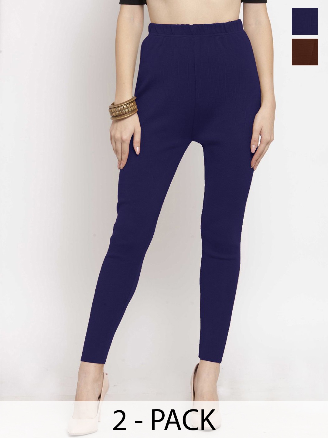 

Castle Lifestyle Pack Of 2 Ankle-Length Leggings, Coffee brown