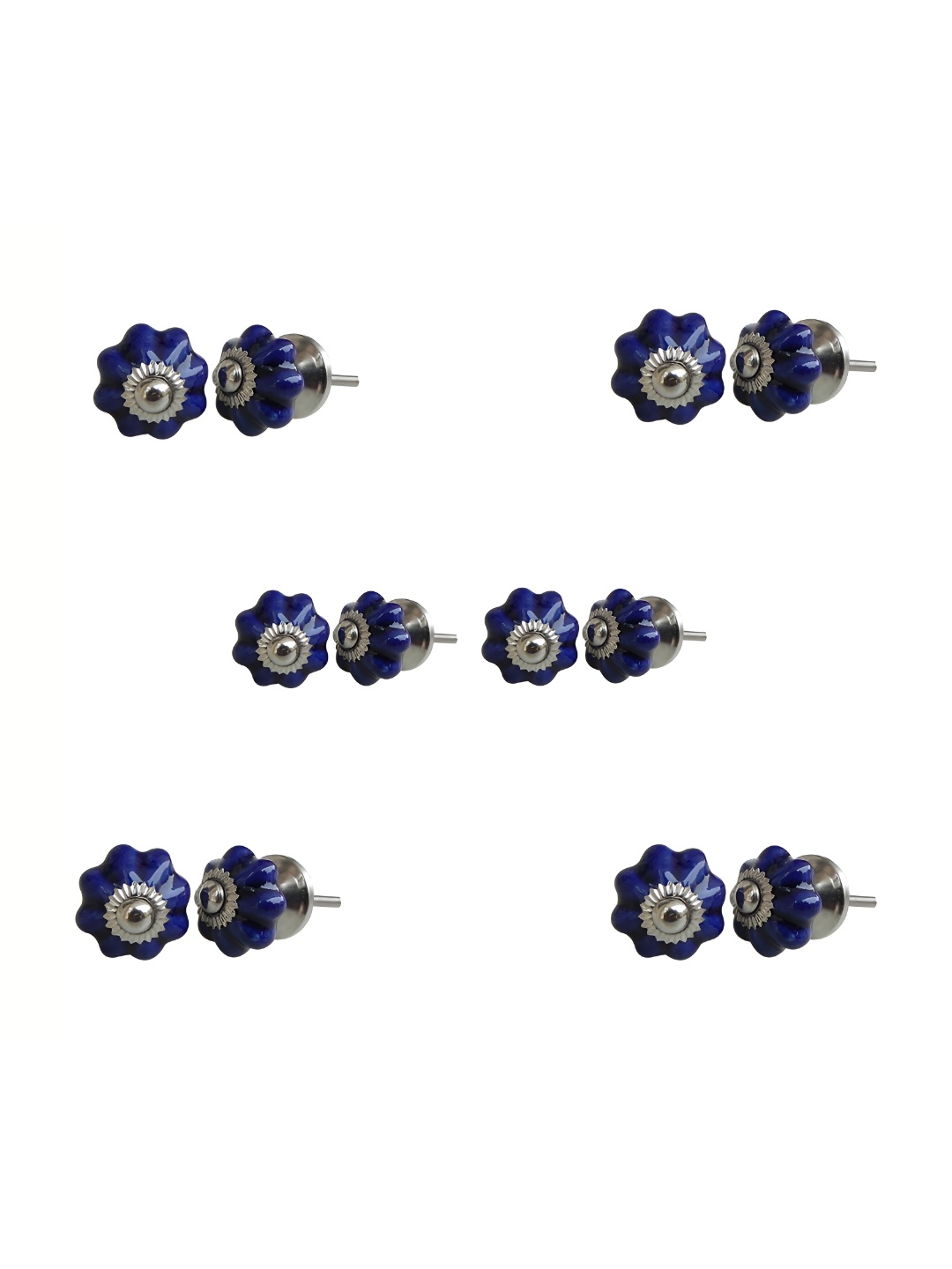 

Indianshelf 6Pcs Blue Textured Ceramic Knobs