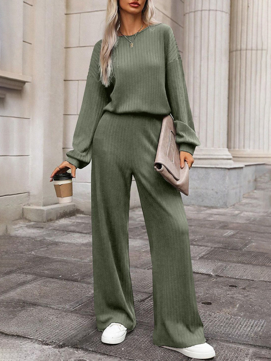 

StyleCast Women Round Neck Basic Jumpsuit, Olive