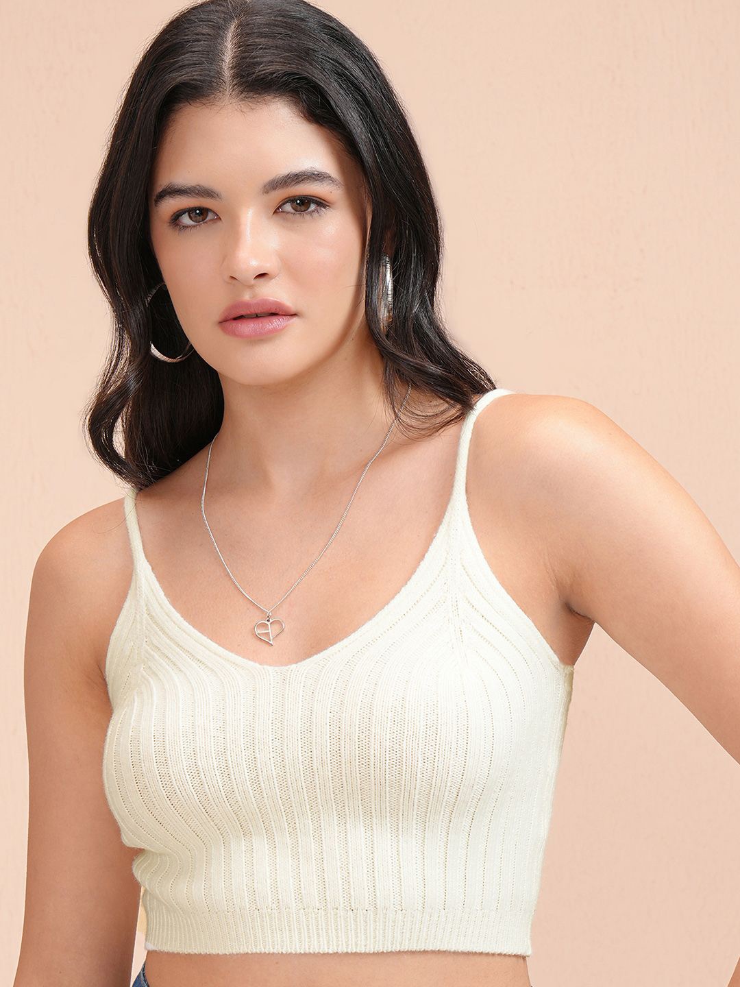 

ESPYR BY TOKYO TALKIES Ribbed Strap Tank Top, White