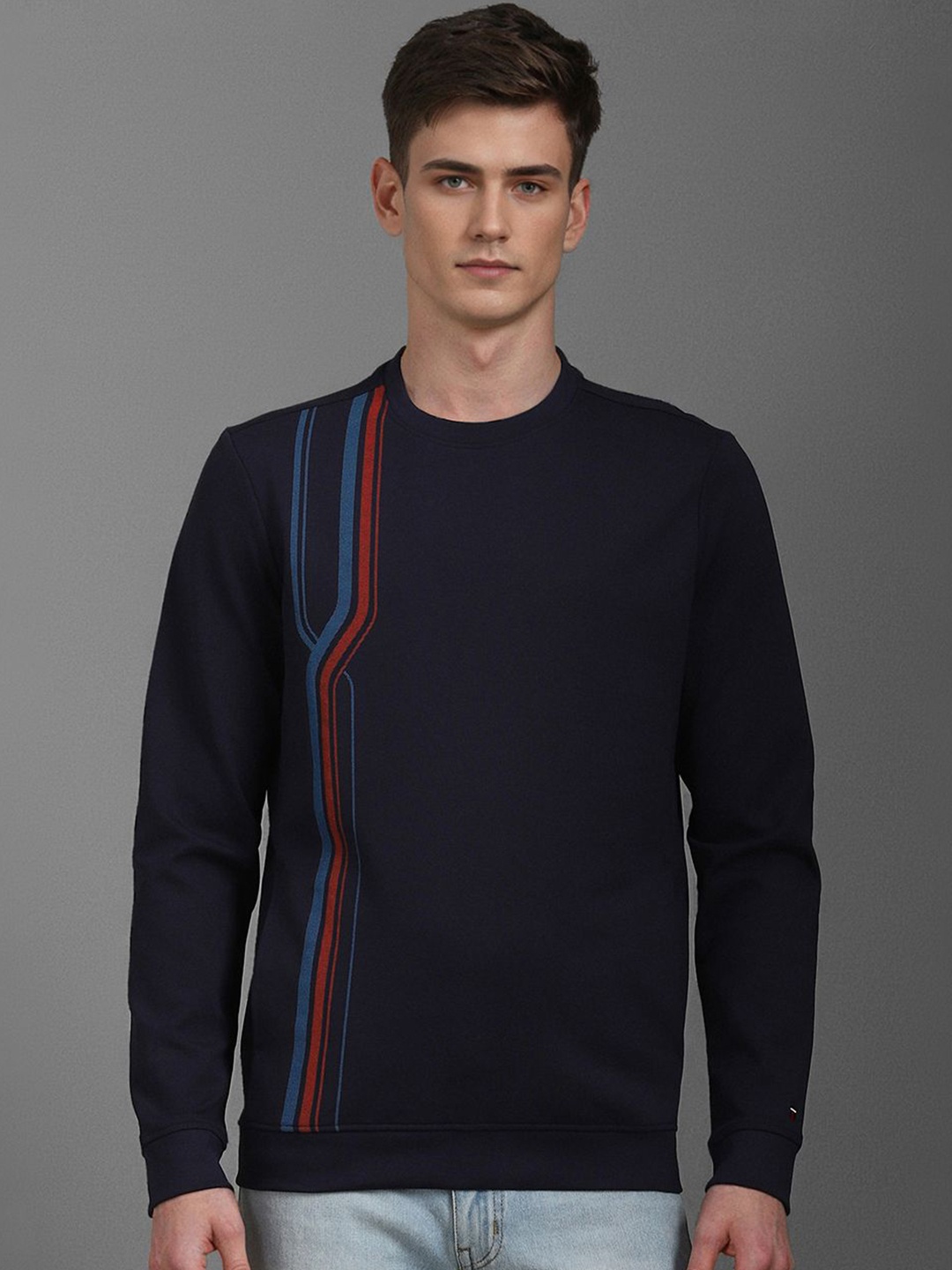 

Louis Philippe Sport Men Printed Cotton Pullover Sweatshirt, Navy blue