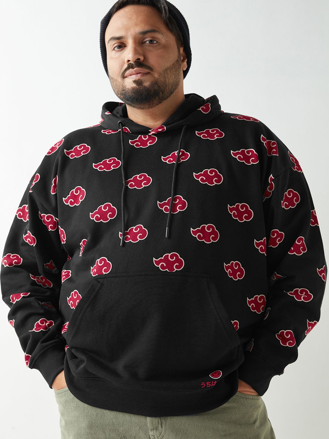 

Bewakoof Heavy Duty Men Abstract Printed Plus Size Sweatshirt, Black