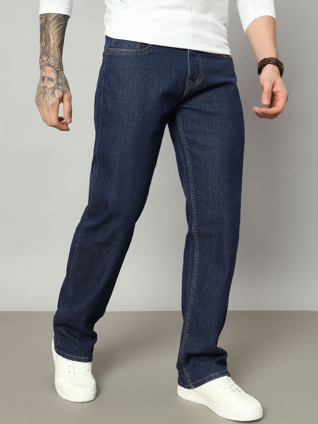 

DENIMLOOK Men Relaxed Fit Stretchable Jeans, Blue