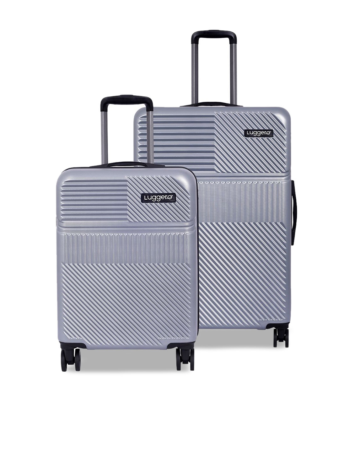 

Luggero Set Of 2 Textured Hard-Sided Trolley Suitcase, Silver