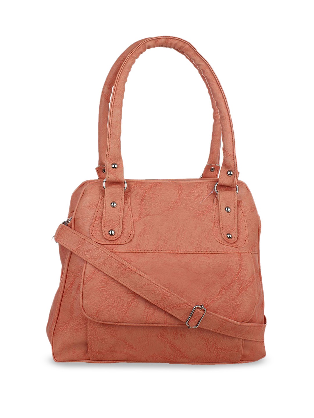 

House of Pataudi Women Patterned Handheld Handbag, Peach