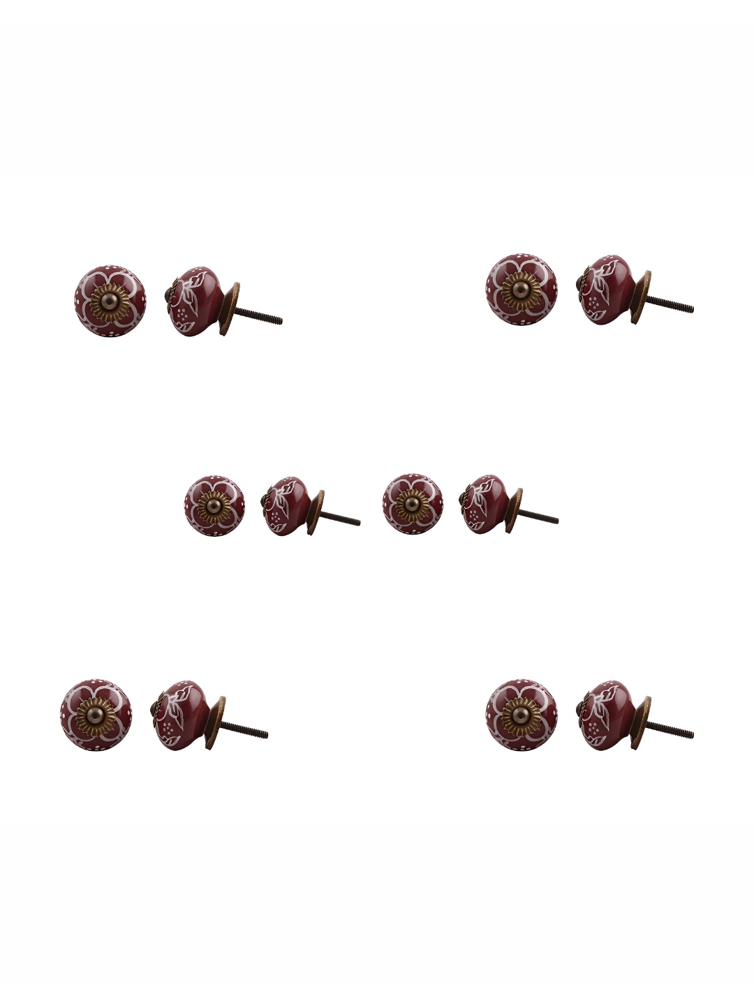 

Indianshelf 6-Pcs Red & White Printed Ceramic Knobs