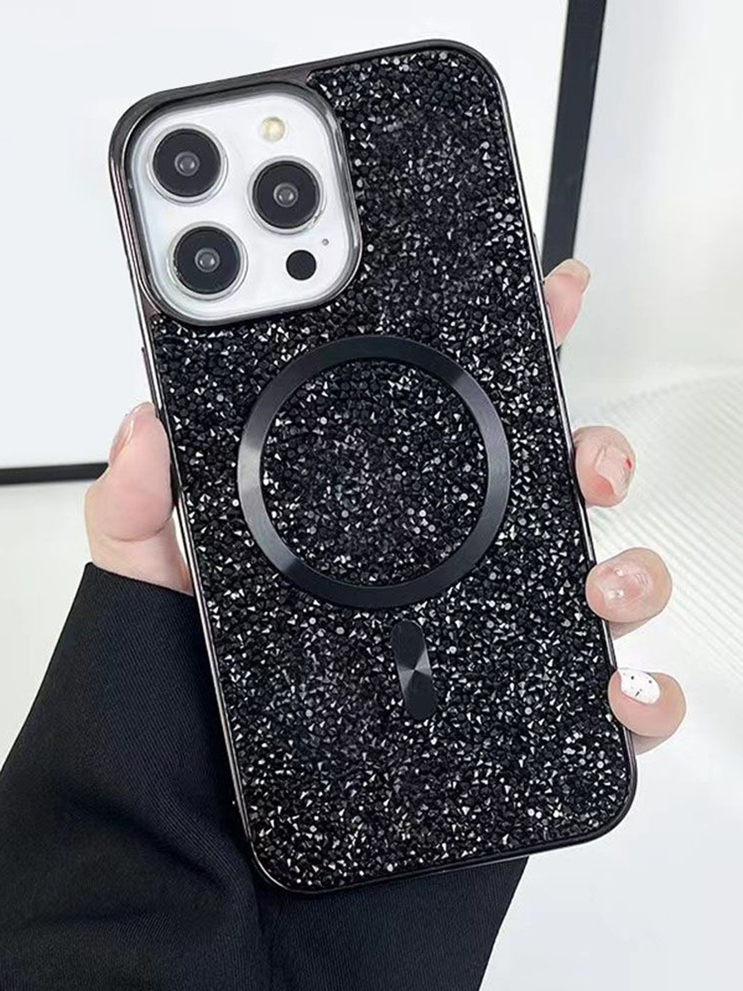 

Luxury Kase Solid Printed iPhone 15 Pro Max Back Case Mobile Accessories, Black