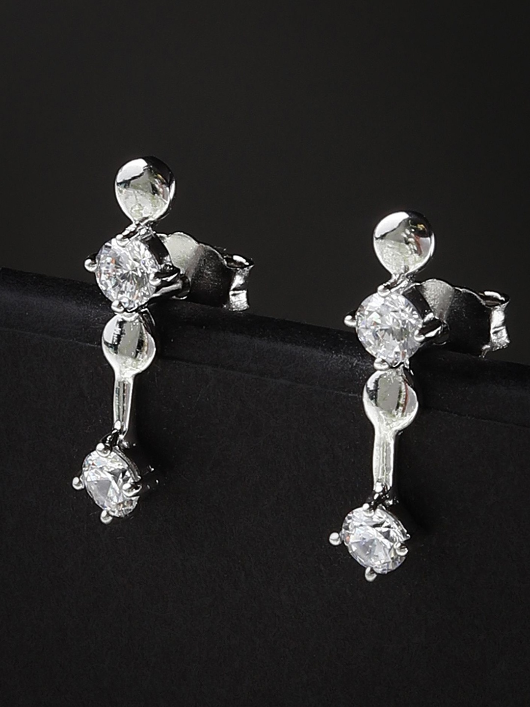 

DIAVO Women Rhodium Plated Silver Toned Drop Earrings