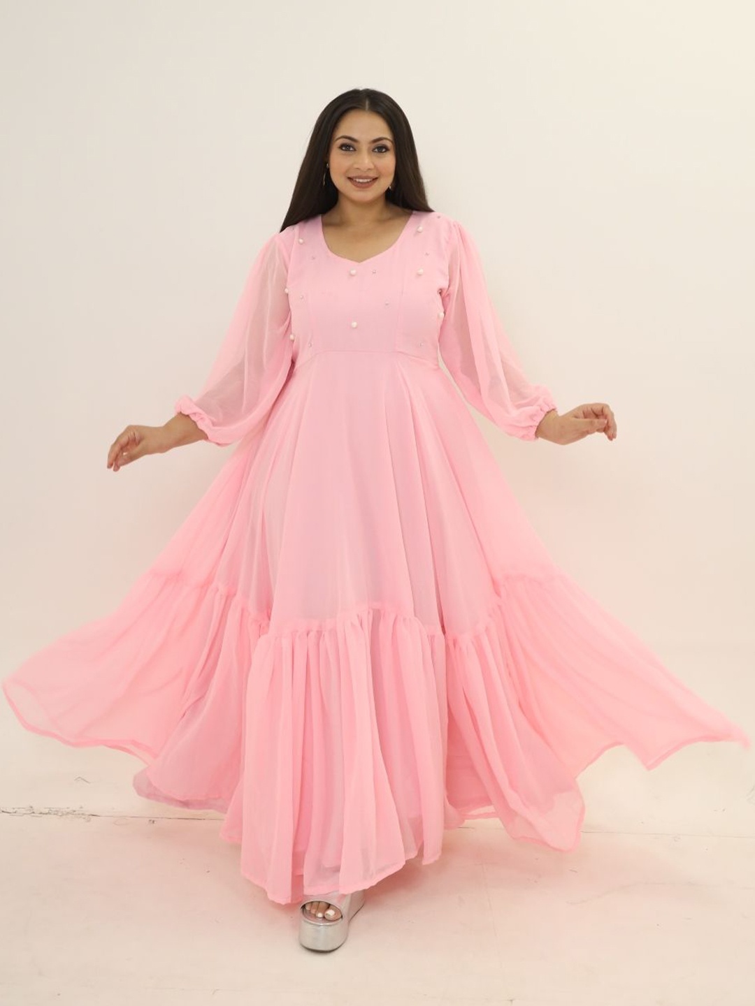 

Swadeshi Shringaar Women Fit and Flare Maxi Dress, Pink