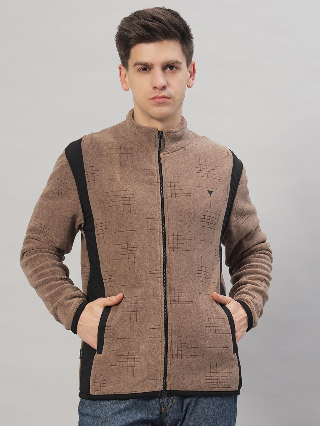 

PROFY Men Mock Collar Long Sleeves Sweatshirt, Brown