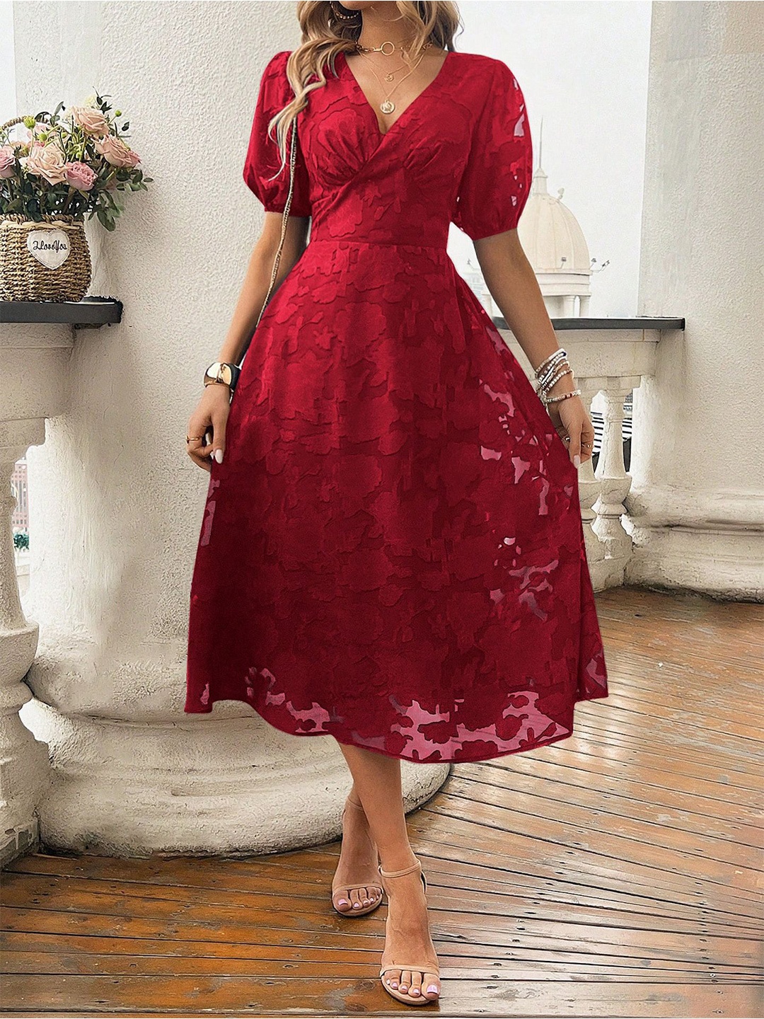 

StyleCast x Revolte Women Fit & Flare Dress, Red