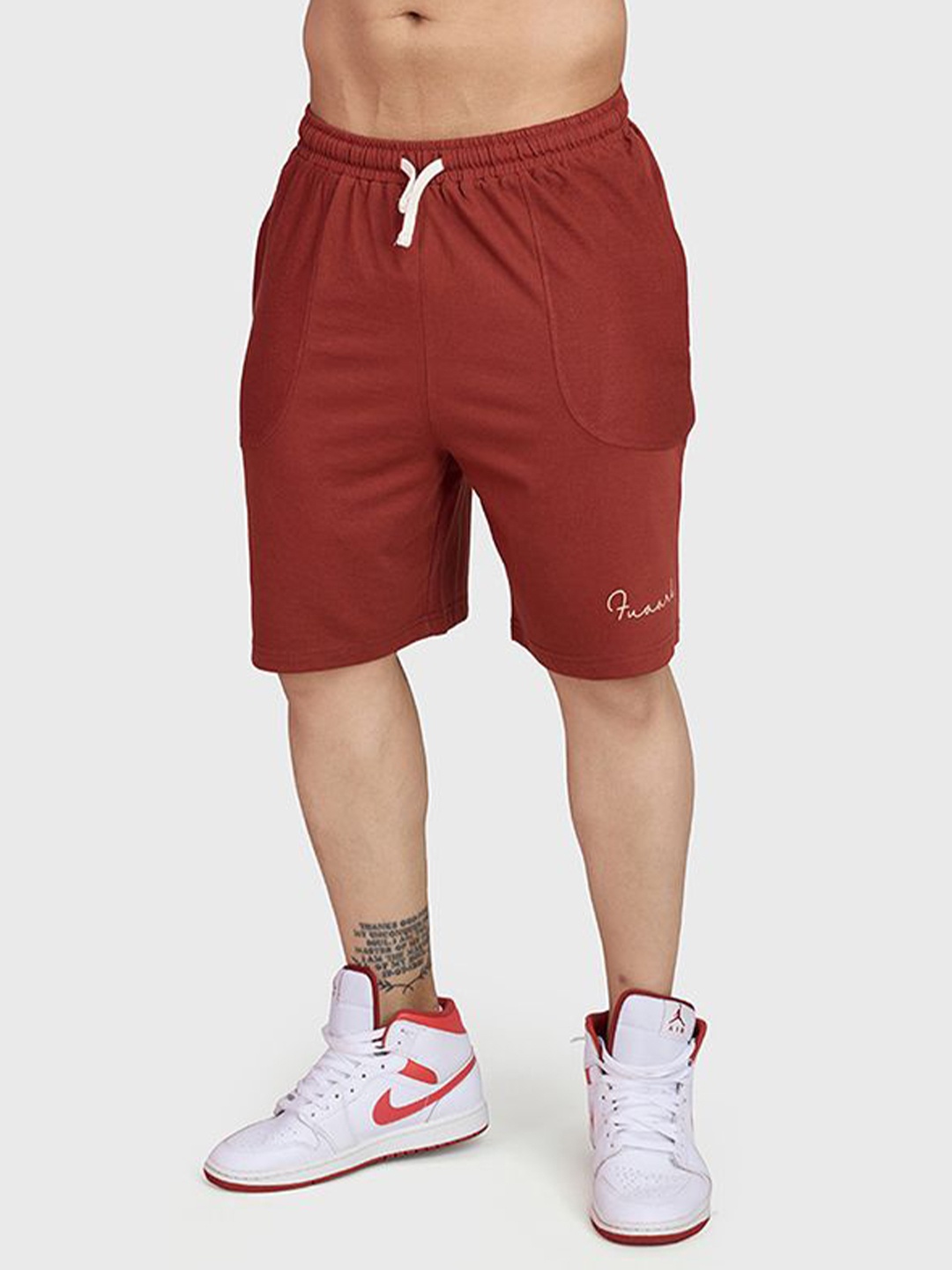 

FUAARK Men Loose Fit Low-Rise Rapid-Dry Oversize Training or Gym Sports Short, Rust