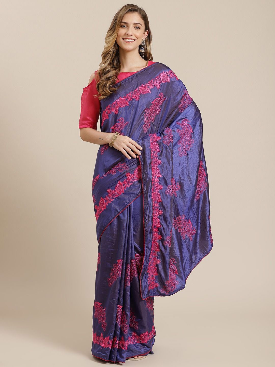 

DIVASTRI Ethnic Motifs Embroidery Saree, Purple