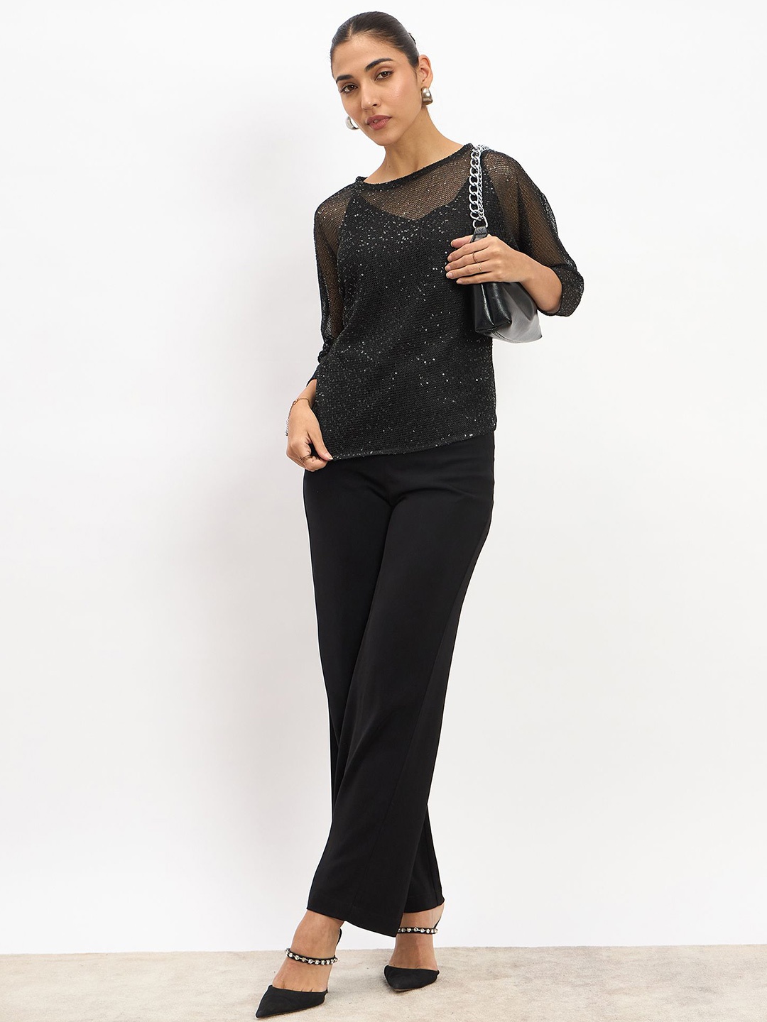 

SALT ATTIRE Embellished Top, Black