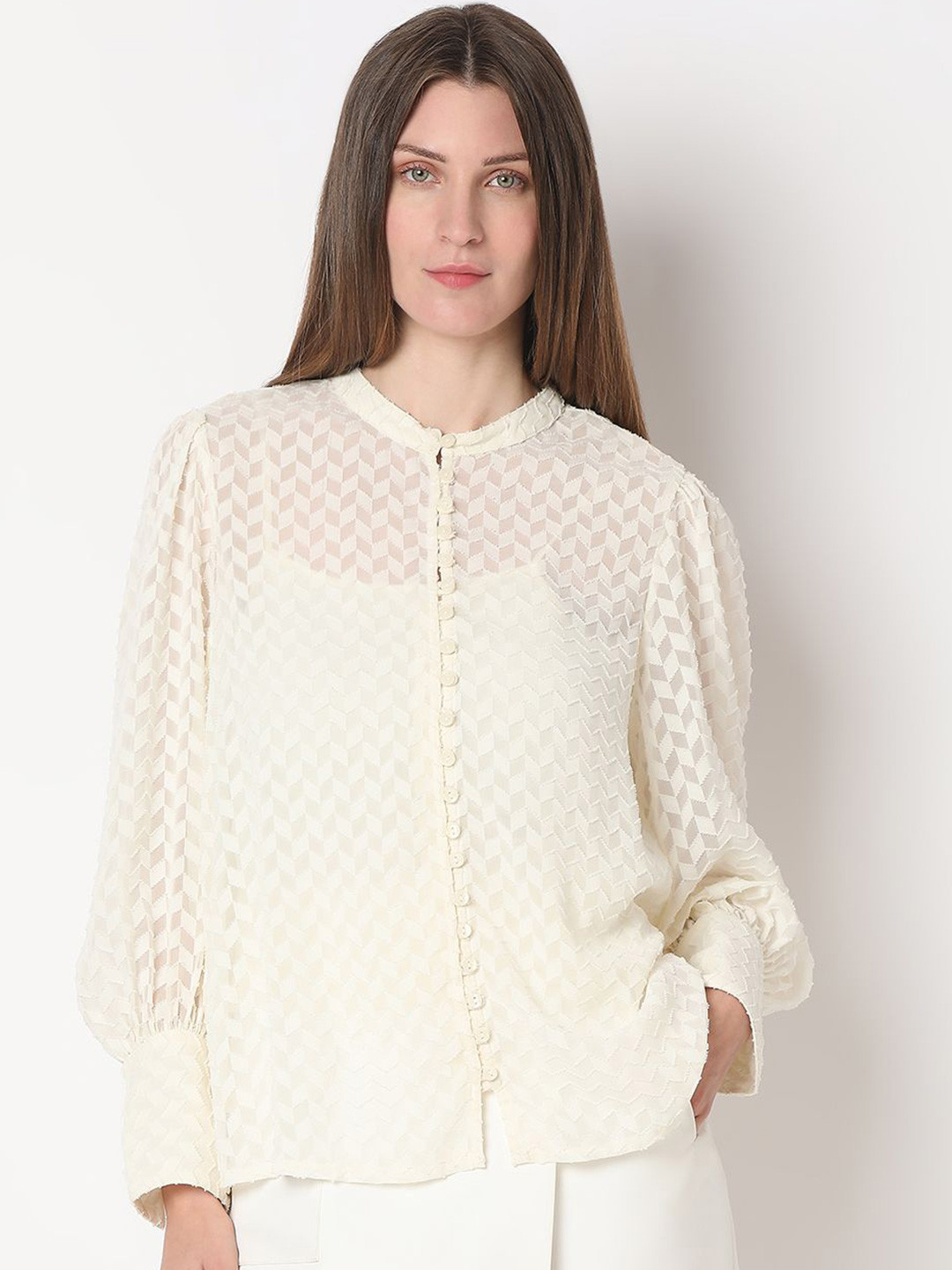 

Vero Moda Women Opaque Casual Shirt, Off white