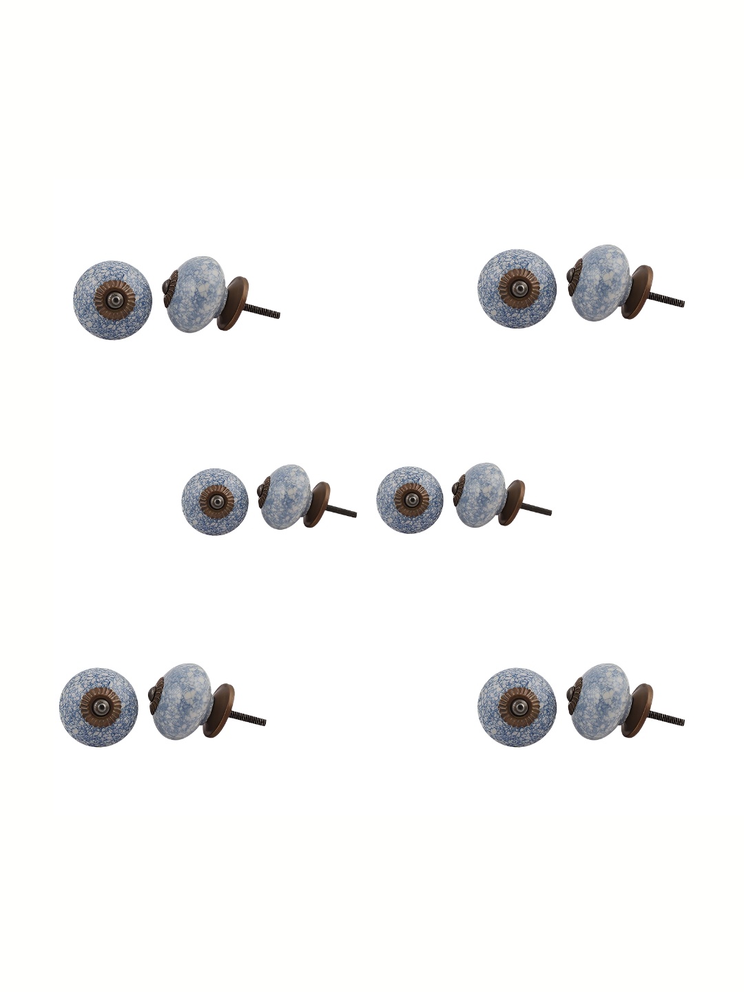 

Indianshelf 6-Pcs Blue & Beige Printed Ceramic Knobs