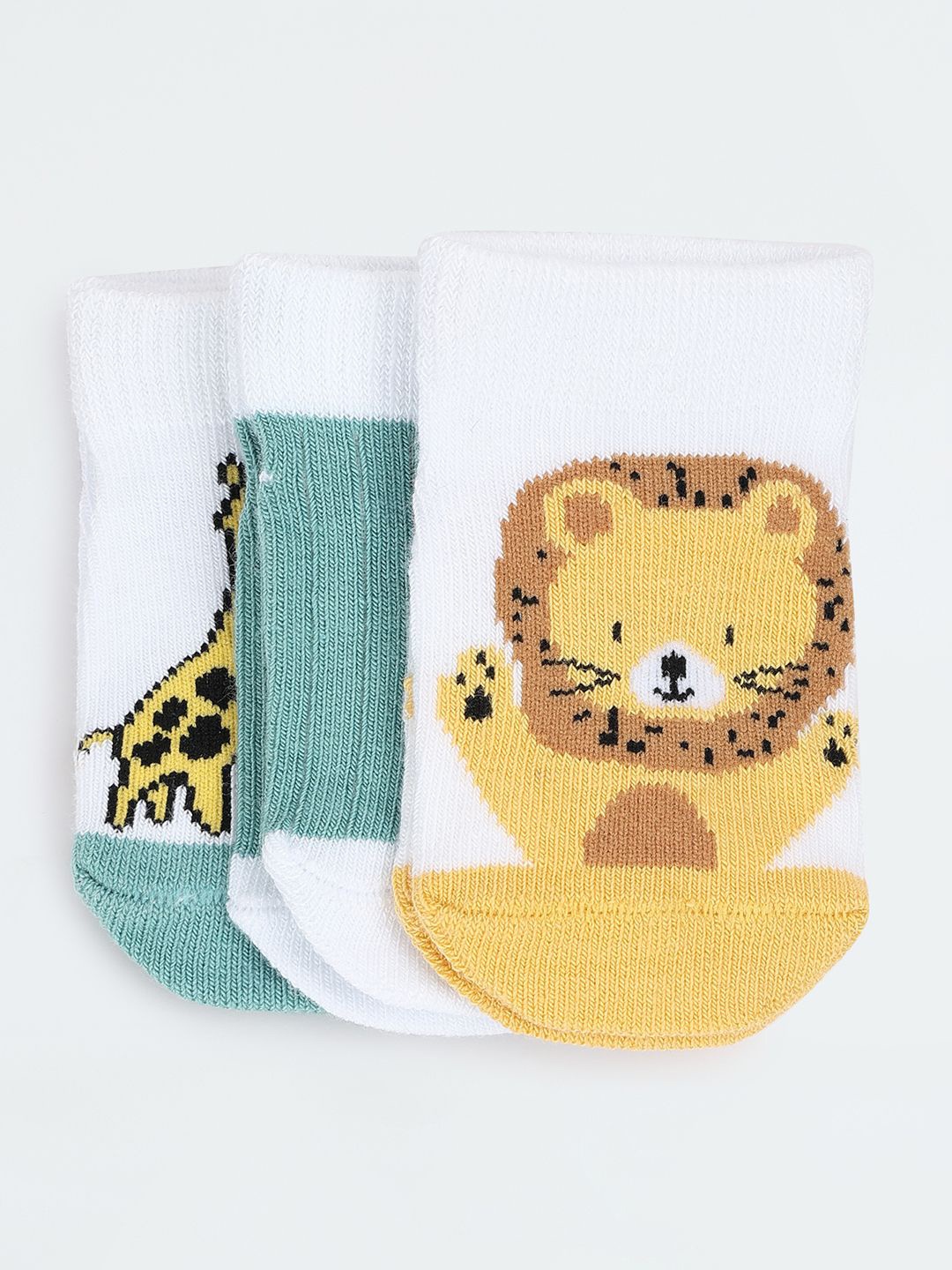 

max Infant Boys Pack Of 3 Patterned Ankle-Length Cotton Socks, Green