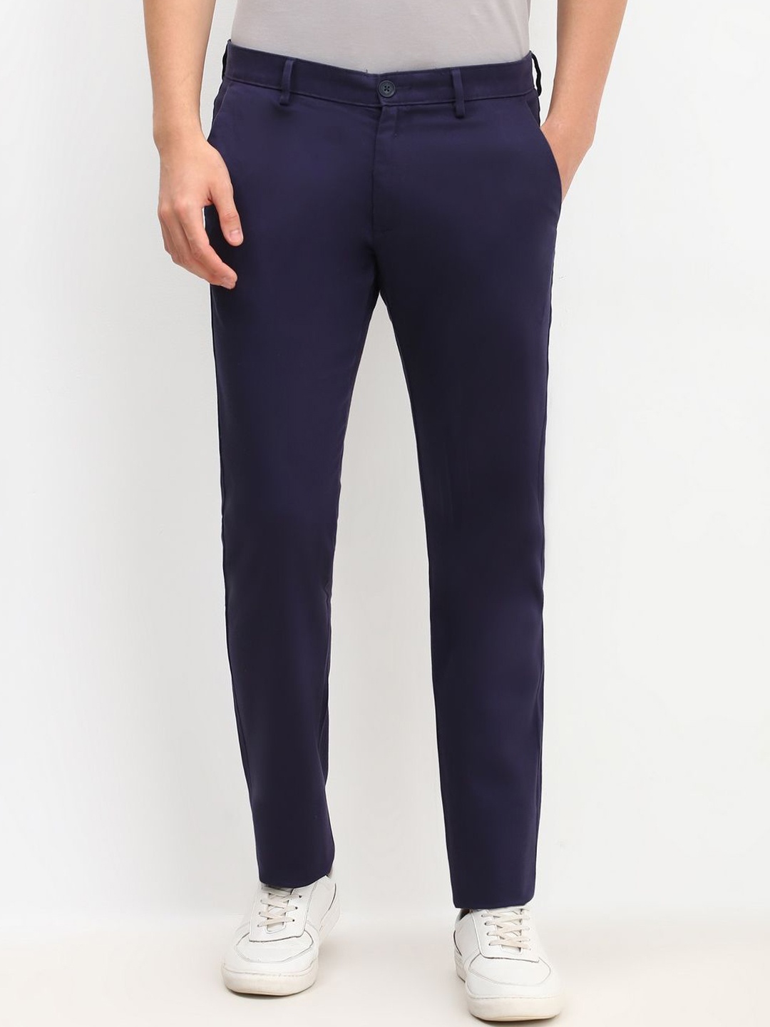 

Allen Solly Men Slim Fit Mid-Rise Cotton Trousers, Purple