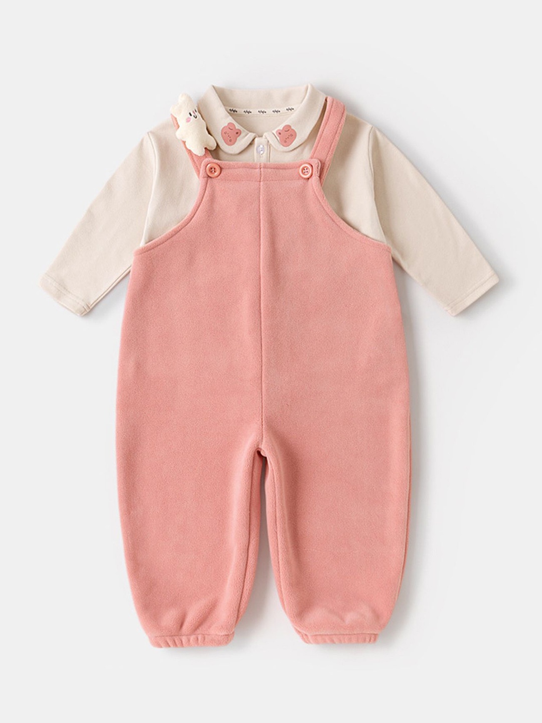 

LULU & SKY Girls Shoulder Straps Neck Sleeveless Dungarees With Top, Pink