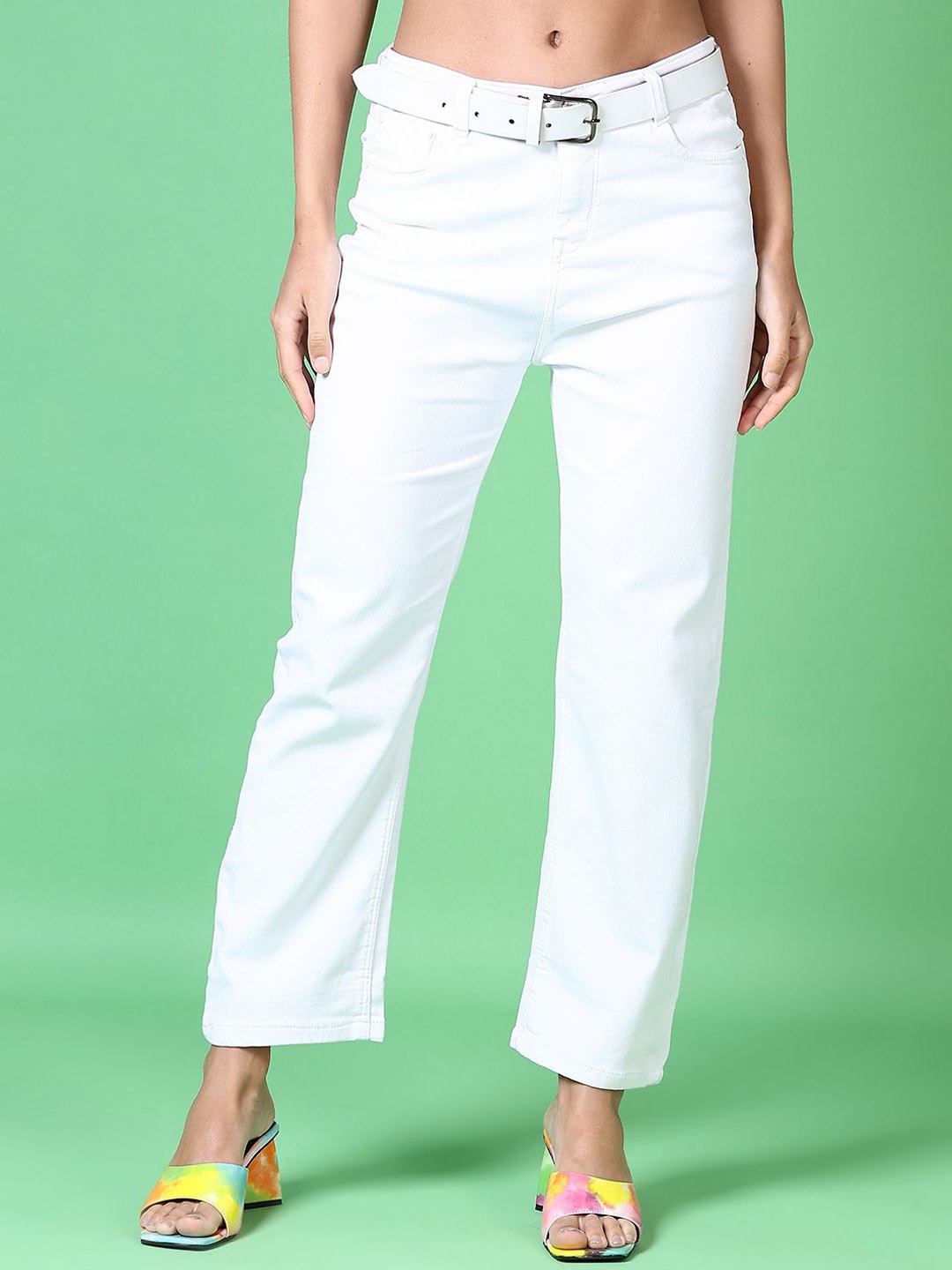 

V-Mart Women Cotton Clean Look Mid-Rise Regular Fit Jeans, White