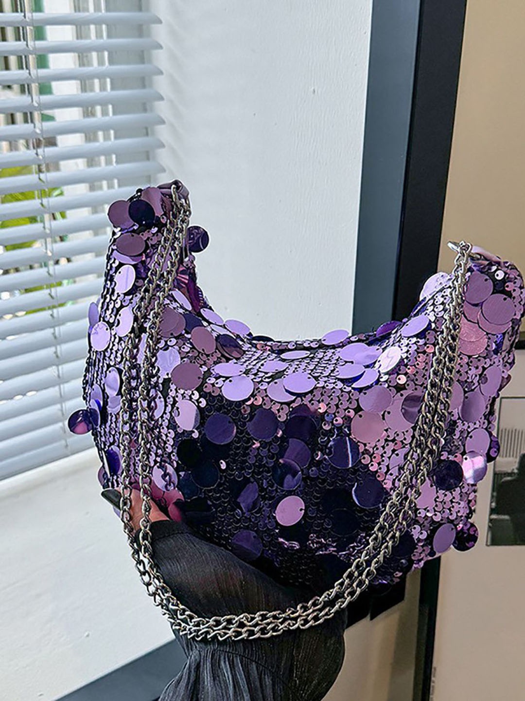 

StyleCast x Revolte Embellished PU Handheld Bag with Applique, Purple